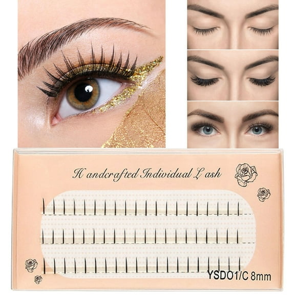 DIY False Eyelash Extension Kit with 100 Natural Wispy Tufts 8 10 12mm C Curl Design for Personal Use