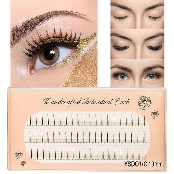 DIY False Eyelash Extension Kit with 100 Natural Wispy Tufts 8 10 12mm C Curl Design for Personal Use