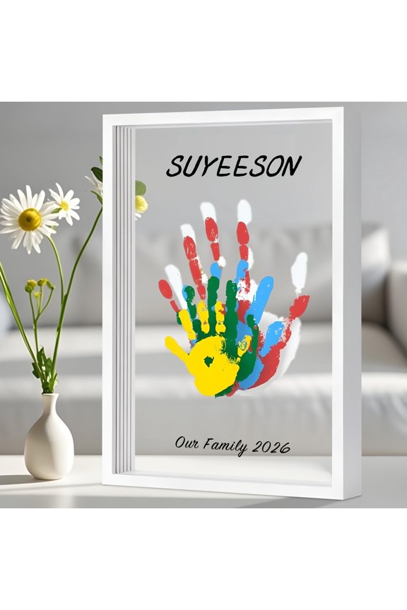 DIY Family Handprint Keepsake Frame with Wooden Box – Personalized Memory Craft Kit for Parents, Mother’s Day & Father’s Day Gift