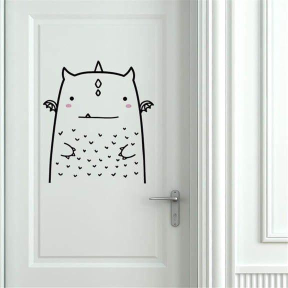 DIY Family Home Wall Sticker, Removable Mural Decals Vinyl Art Room Decor, Cat Bear Design for Fridge Door Frame, PVC Reusable