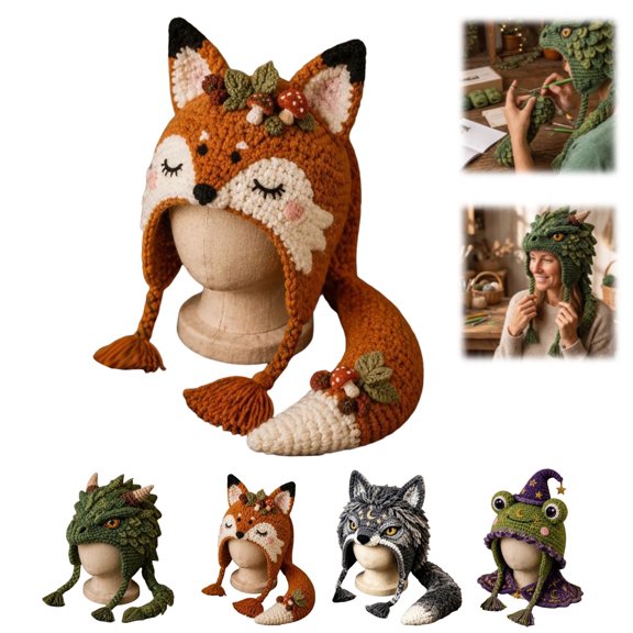 DIY Fantasy Hood Hat DIY Crochet Kit Series, Complete All-in-One Craft Set for Beginners and Adults, Includes Premium Yarn, Hook, and Easy Tutorial Guide, Wonderful Winter Holiday Gift for Crafters