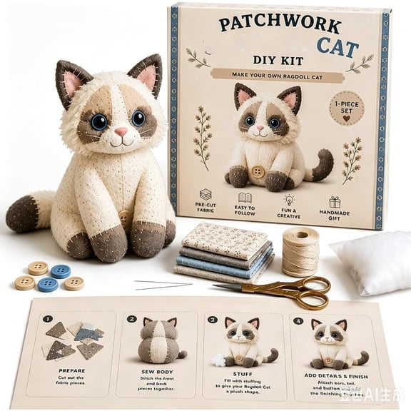 DIY Felt Animal Sewing Kit for Kids Beginners, Educational Stuffed Plush Making Craft Set, Creative Hand Sewing Activity Gift for Boys Girls Age 6+（D）