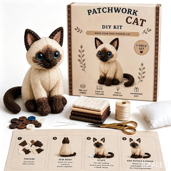DIY Felt Animal Sewing Kit for Kids Beginners, Educational Stuffed Plush Making Craft Set, Creative Hand Sewing Activity Gift for Boys Girls Age 6+(E)
