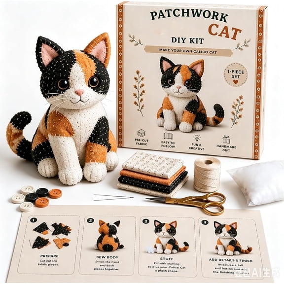 DIY Felt Animal Sewing Kit for Kids Beginners, Educational Stuffed Plush Making Craft Set, Creative Hand Sewing Activity Gift for Boys Girls Age 6+(F)