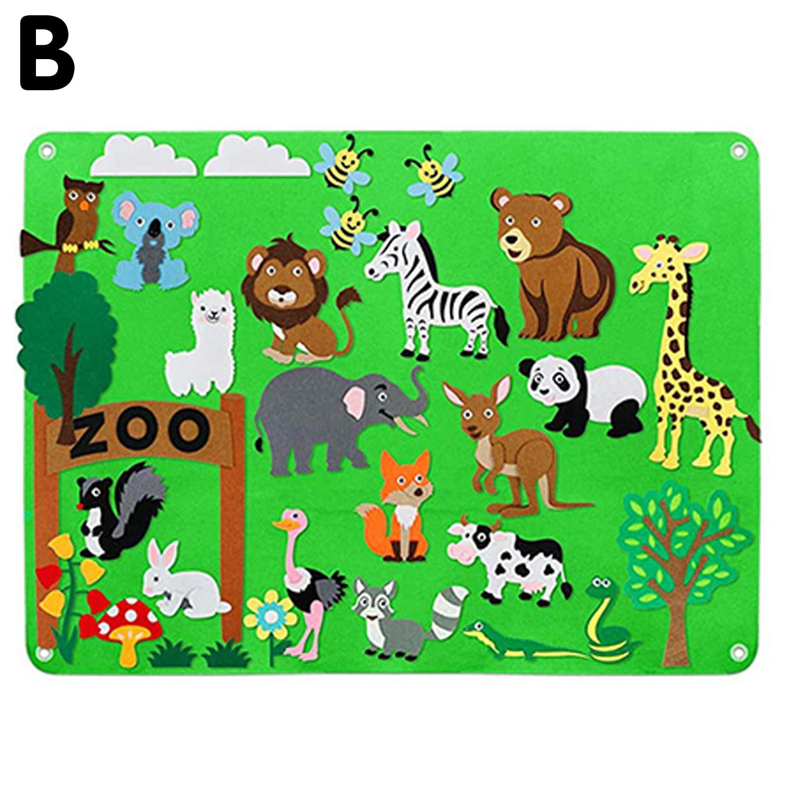DIY Felt Board Toy Toddler Montessori Story Board Farm Animals Cartoon