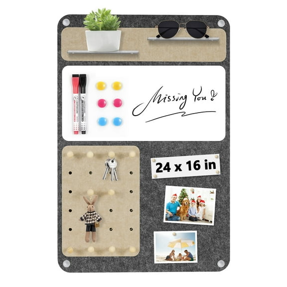 DIY Felt Bulletin Board 24" x 16" Self Adhesive Photos Memo Notice Felt Board Small Bulletin Board Notice Board Message Board Wall Decor Sign Board Sound Absorbing Board Vertical Pin Board, Black