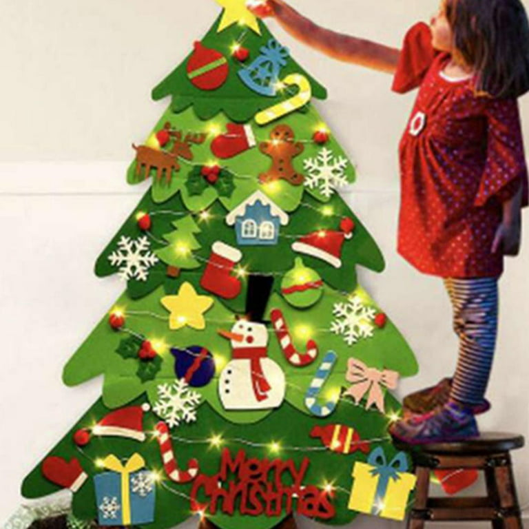 DIY Felt Christmas Tree New Year Gift Children Toys Artificial Wall-Mounted  Home Decoration Ornaments Felt Xmas Tree 