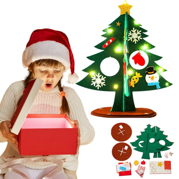 DIY Felt Christmas Tree for Toddlers - 9.5 Inch Kids Activity Tree with Removable Ornaments (Educational Holiday Decor, Parent-Child Bonding Gift)