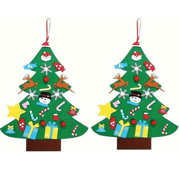 2PACK DIY Felt Christmas Tree with Ornaments, 3ft Felt Christmas Tree for Xmas Gifts and Christmas Door Wall Hanging Decor