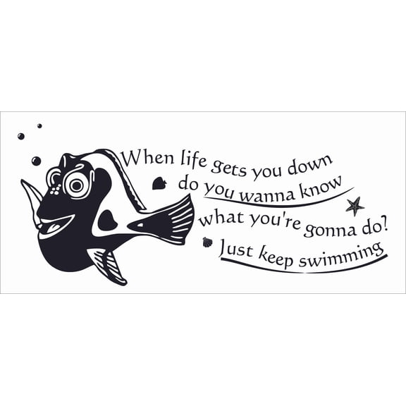 DIY Finding Nemo Movie Quotes Dory Wall Art Decal - 9" x 20" Stick And Peel Vinyl Home Adhesive Decoration Sticker | When Life Gets You Down Do You Wanna Know What You're Gonna Do Just Keep Swimming