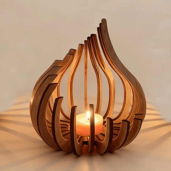DIY Flame Tealight Candle Holder, Wooden Candleholder for Home Decor, Dining Table, Living Room, Coffee, Table Centerpiece