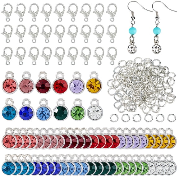 DIY Flat Round Alloy Rhinestone Pendent Decoration Making Kits Platinum 10x7x5.3mm Hole: 1.6mm
