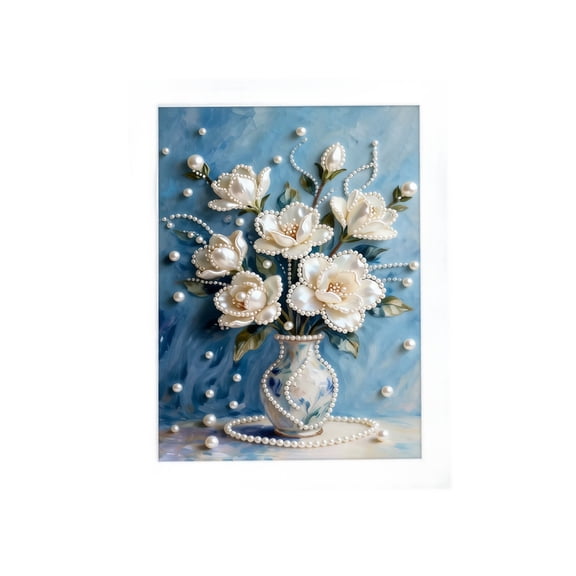 DIY Floral 3D Pearl Diamond Art Kits, Diamond Painting Embroidery Kit for Adults, Commemorative Wall Decor Art Craft