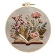 thumbnail image 1 of DIY Floral Book Embroidery Kit for Beginners, Hand Sewing Art Craft with Threads & Needles for Home Wall Decor, 1 of 8