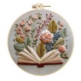 thumbnail image 1 of DIY Floral Book Embroidery Kit for Beginners, Hand Sewing Art Craft with Threads & Needles for Home Wall Decor, 1 of 8