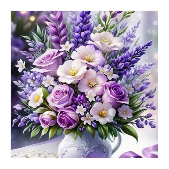 DIY Floral Diamond Art Kit – Full Diamond Craft, Beginner Friendly, 12 × 16 Inches Canvas