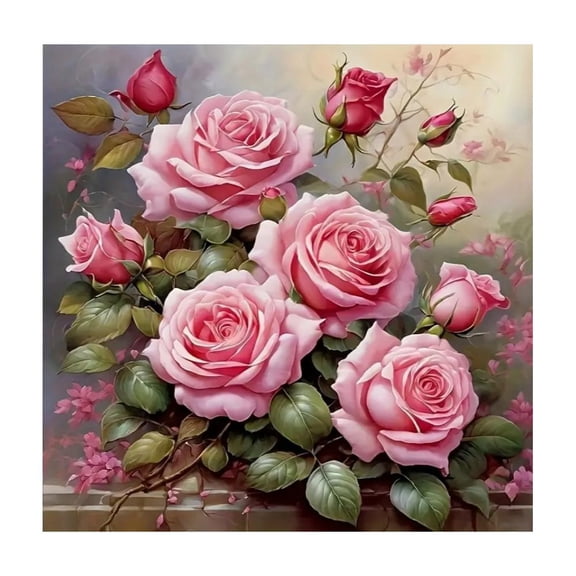 DIY Floral Diamond Art Kit for Beginners, Colorful Full Drill Craft, 12 × 16 Inches Canvas