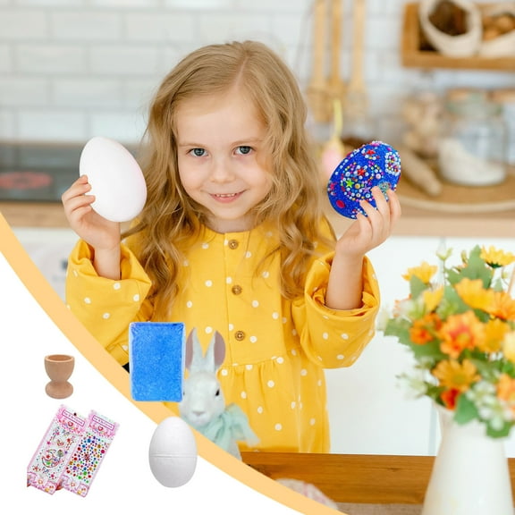 DIY Foam Easter Eggs Decorations Set for Holiday Craft Activities, Home Party Decor, Easter Basket Fillers, Creative Art Project for Festive Celebrations and Gifting, 3.94x3.15in