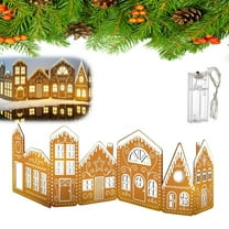 DIY Foldable Christmas Gingerbread House Cardboard Kit with LED Lights, 2026 Make a Xmas Gingerbread House Craft Decor Kit, Village Home Decorations Gift for Home Cabinets Festival Holiday Party