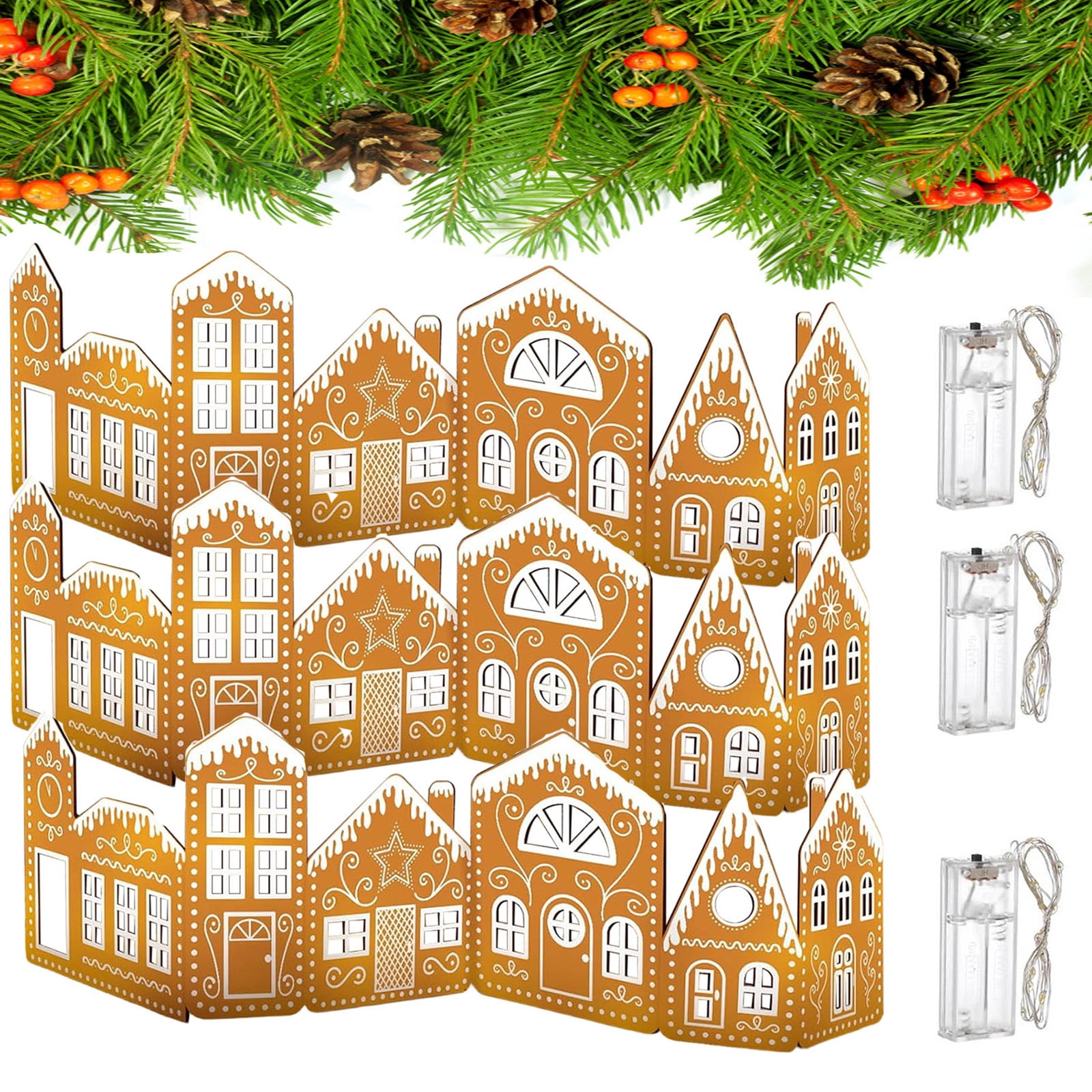 DIY Foldable Christmas Gingerbread House Cardboard Kit with LED Lights ...