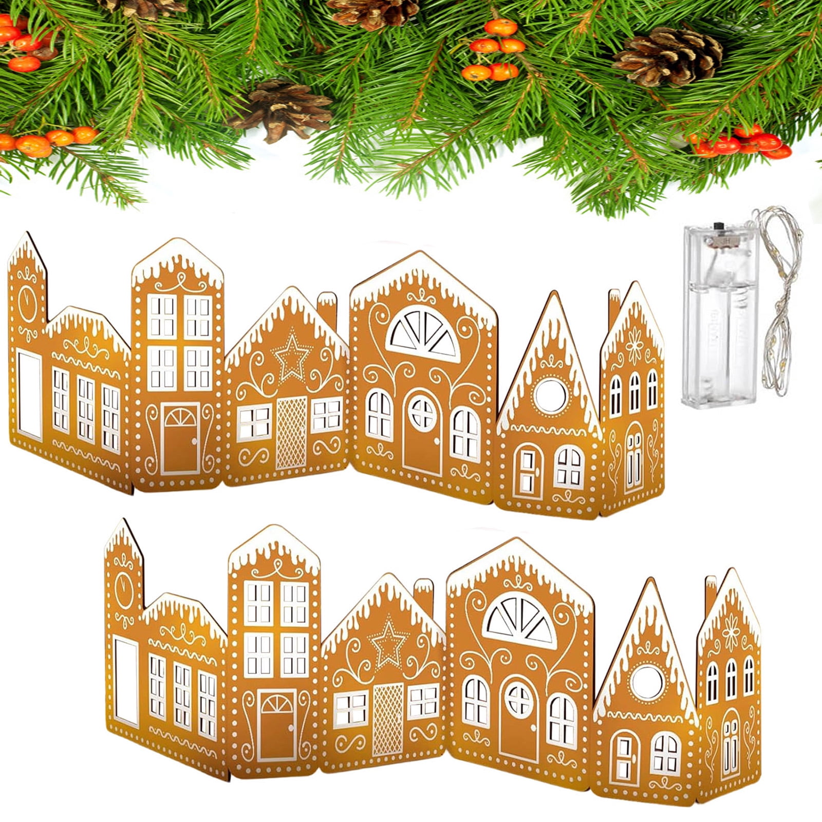 DIY Foldable Christmas Gingerbread House Cardboard Kit with LED Lights ...