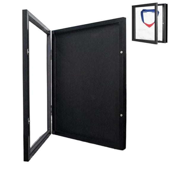 DIY Football Shirt Frame Display, Shadow Box with Protective Acrylic, Jersey Display Case for Sports Shirts, T-Shirts and Memorabilia, Black Box Frame