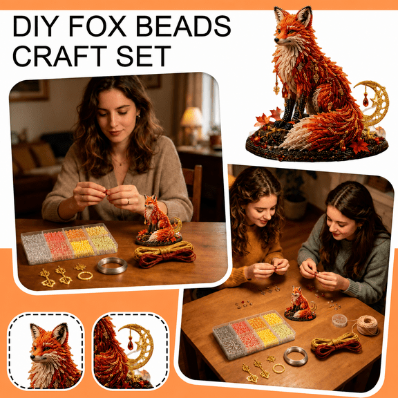 DIY Fox Bead Craft Kit, Creative Handmade Desktop Ornament Set, For Home Leisure, Group Interaction And Parent Child Handcraft Activities