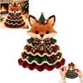 thumbnail image 1 of DIY Fox Christmas Tree Crochet Kit, Handmade Ornament Set with Pearl Beads Bell Bow Yarn Hook, Beginner Friendly, Multicolor, 20x20 cm, Cloth, 1 of 9