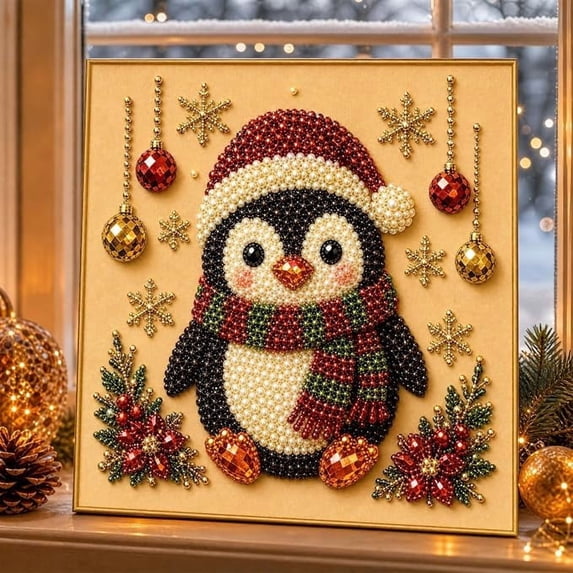 DIY Framed Christmas Pearl Diamond Art Pearl Art Kits For Adults Beaded Christmas Tree Kit 7.86 X 7.86 In Canvas Craft Set For Beginner Indoor Mantel Shelf Tabletop Holiday Home Decor,B-Santa Claus