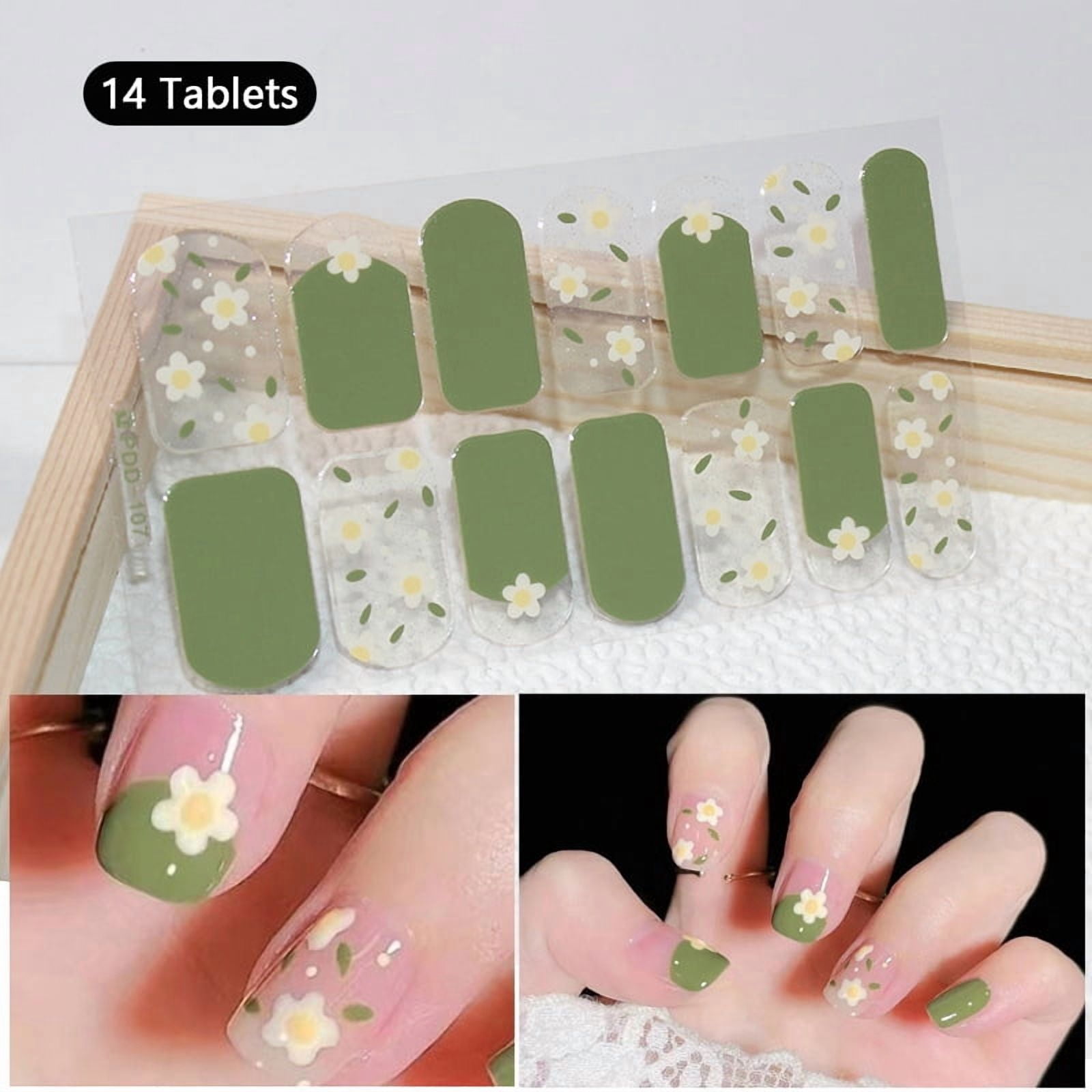 DIY Free-Baking Full Cover Wraps Flower Gradient Nail  Patch Polish Strips Salon Finished Nail Decals No Need UV Lamp Cured
