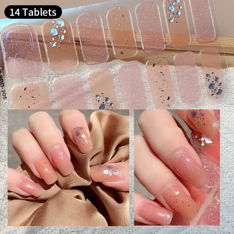 DIY Free-Baking Full Cover Wraps Flower Gradient Nail  Patch Polish Strips Salon Finished Nail Decals No Need UV Lamp Cured