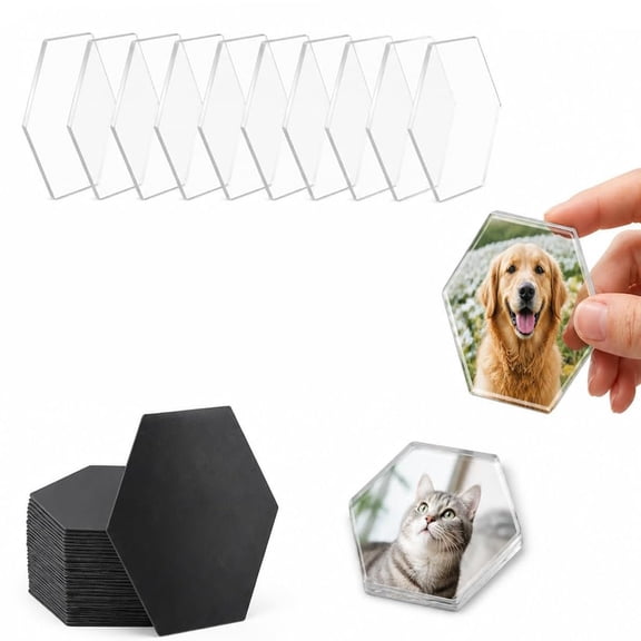 DIY Fridge Magnets, Clear Acrylic Photo Magnet Kit with Adhesive Backing for Refrigerator, Office Board and Crafts