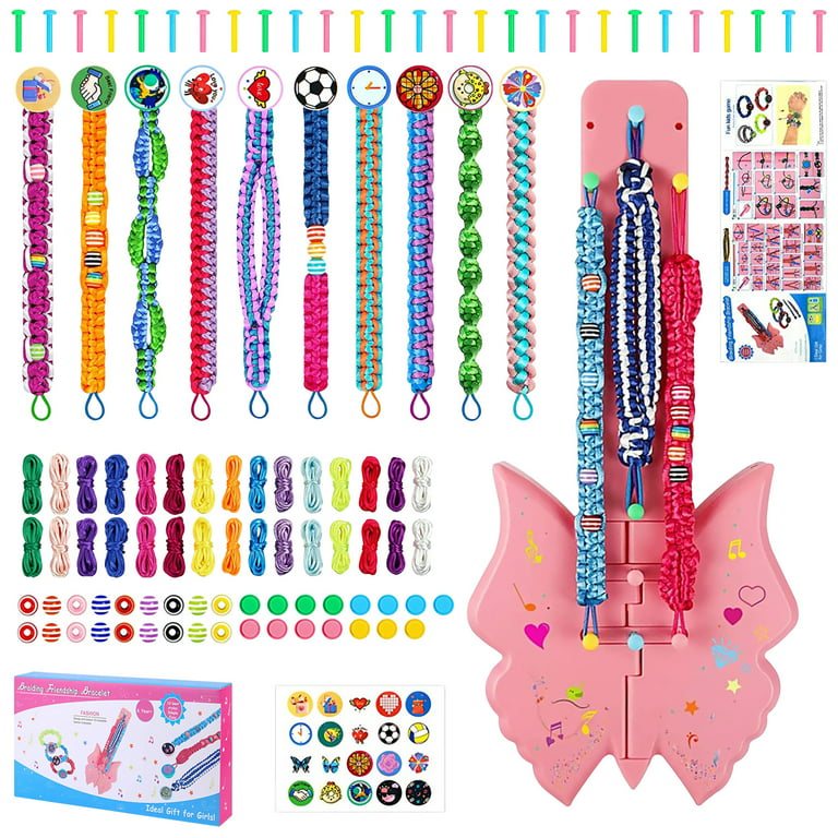 DIY Friendship Bracelet Making Kit, Kids Jewelry String Crafts Set with  Personalized Guitar and Butterfly Shaped Stickers, Travel and Birthday