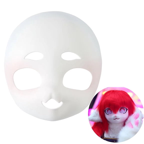 DIY Full Face Anime Animal Mask,Funny Paintable Fursuit Head Base,Wearable Kawaii Party DIY Therian Gear Stuff Accessories,Blank Kig Mask