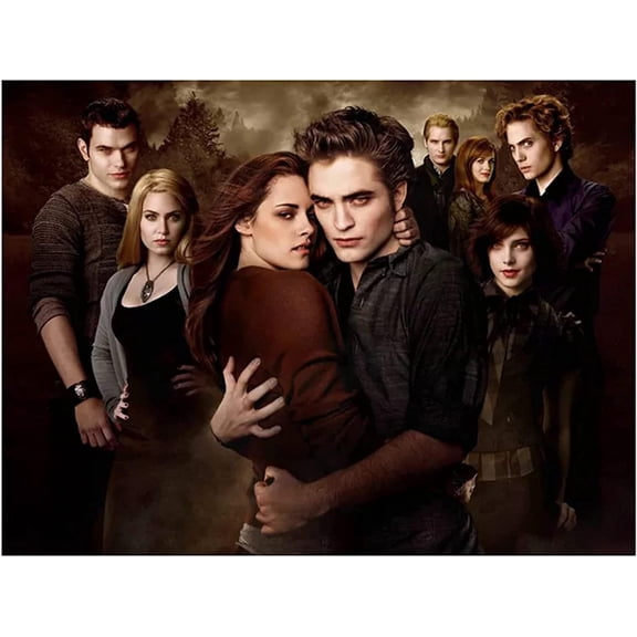 DIY Full Round Diamond Painting The Twilight Saga Movie Poster 5D Embroidery Cross Stitch Rhinestone Mosaic Home Decor Art-12x16in(30x40cm)
