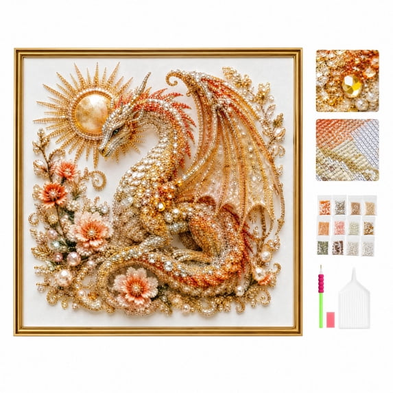 DIY Gem Dragon Diamond Painting Kit, 5D Special Shape Diamond Art Set for Adults, Dragon Gem Mosaic Craft Kit, Handmade Wall Art Decor Gift