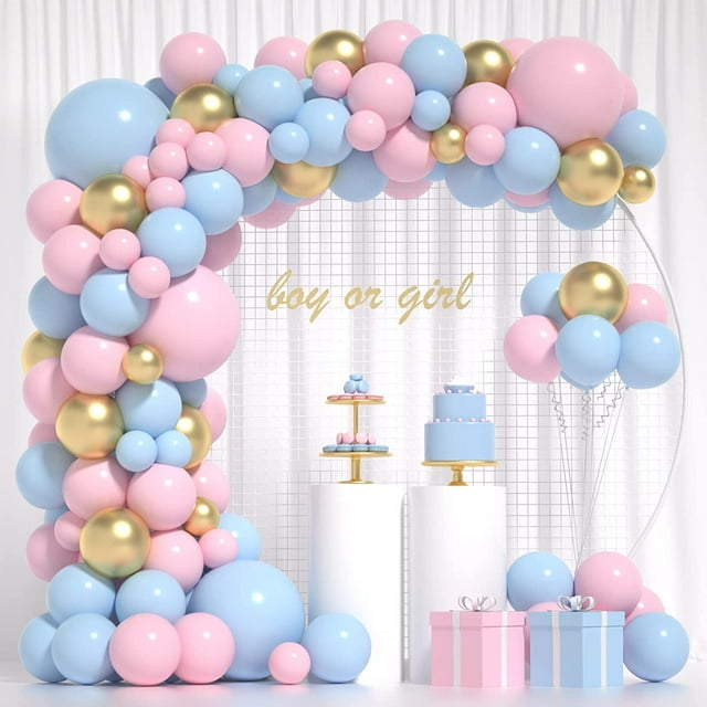 DIY Gender Reveal Balloon Arch Kit Pink and Blue Decorations for Boy