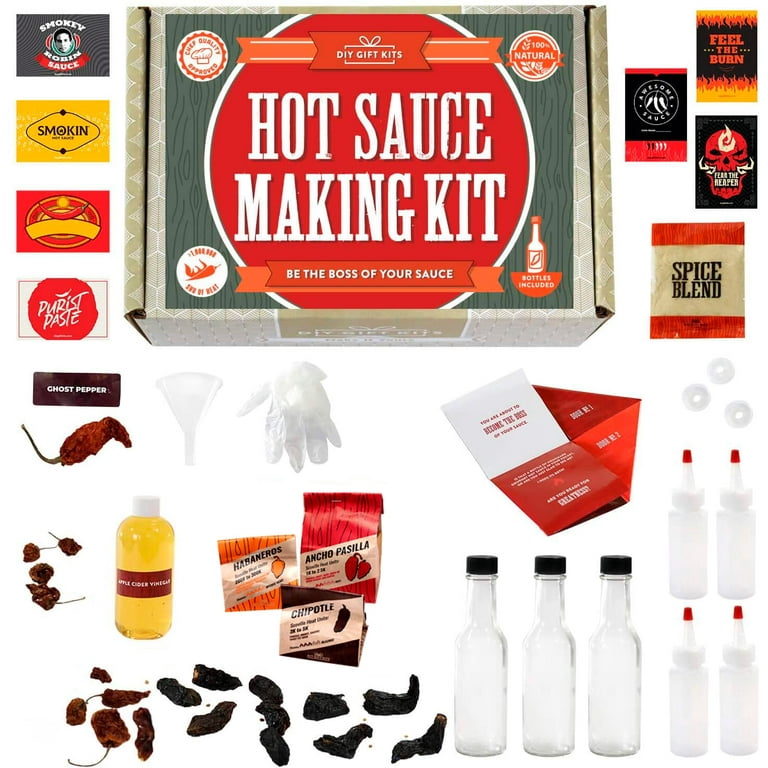 Hot Sauce Kit (Makes 7 Lip Smacking Gourmet bottles) Featuring 