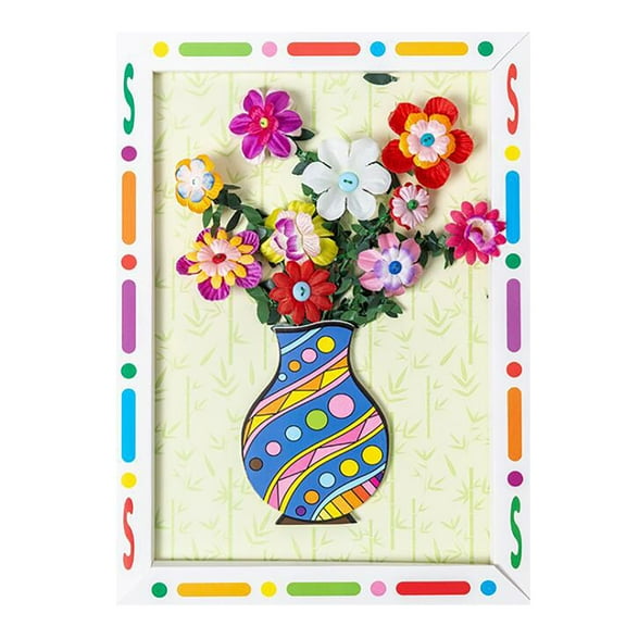DIY Gift Material Pack Paper Button Flower Arrangement Picture Frame(Mother's Day)