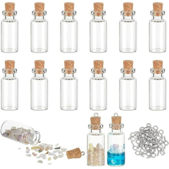 DIY Glass Wishing Bottle Pendant Making Kits Clear 35x16mm Capacity: 4ml(0.14fl. oz)