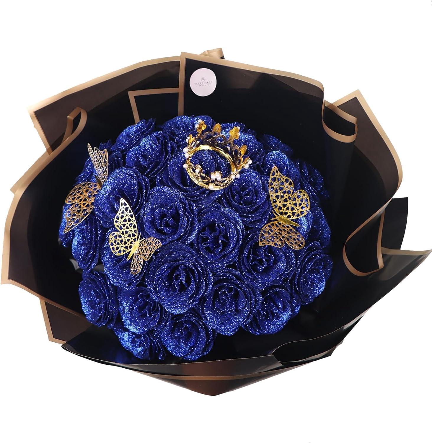 DIY Glitter Roses: Artificial Bouquet of Shiny Blue, Red, Pink, and ...