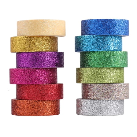DIY Glitter Tape Set - 12 Rolls Colored Masking Tape, Sparkle Decorative Tape for Art, Scrapbook Tape,Decor & Crafts (Dark) Fun
