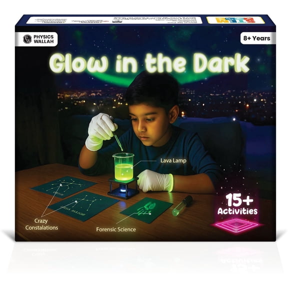 DIY Glow In the Dark Science Kit for Kids, 15+ Amazing Science Experiments, STEM Learning for 8-12 Years Old, Christmas Gift for Boys & Girls