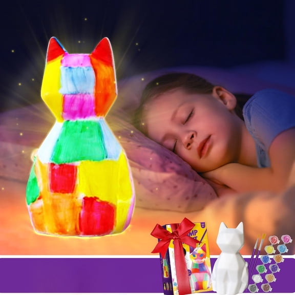 DIY Glow Painting Kit, Soft Vinyl Animal White Model with 12 Colors, Night Light Art Craft Set, Creative Educational Toy, Parent-Child Activity Gift for Preschool Kindergarten Kids