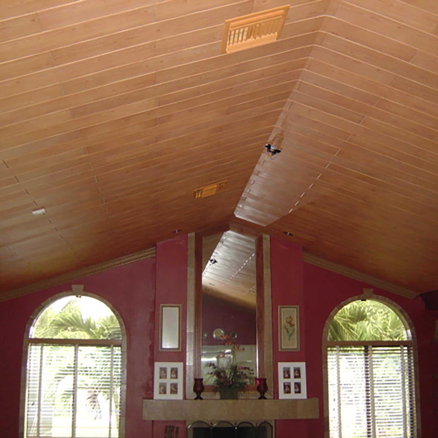DIY Glue Up P02- Foam Ceiling Tiles Panel/Planks Pine Wood, 39.3" x 6.5", Pack of 36 (63.72 Sq.Ft.)