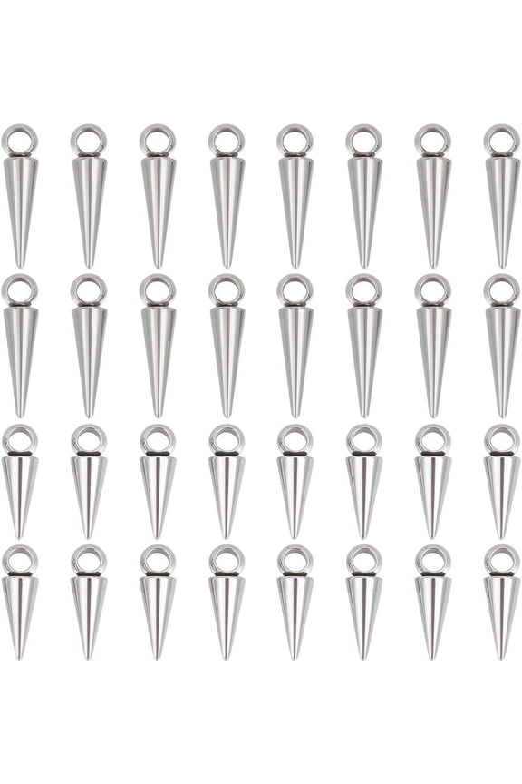 DIY Gothic Style Cone Spike Charm Cone Charm with 3mm Large Hole Titanium Steel Punk Style Spike Charm Dangle Earring Charm Bracelet Charms for DIY Jewelry Making DIY