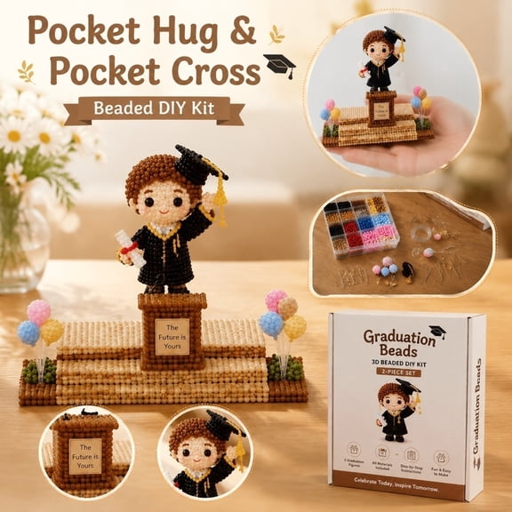 DIY Graduation Figurine Beading Kit,Cute 3D Graduation Bead Craft Set with Colorful Beads and Instructions,Handmade Bead Art Craft Kit for Creative DIY Projects for Adults & Teens