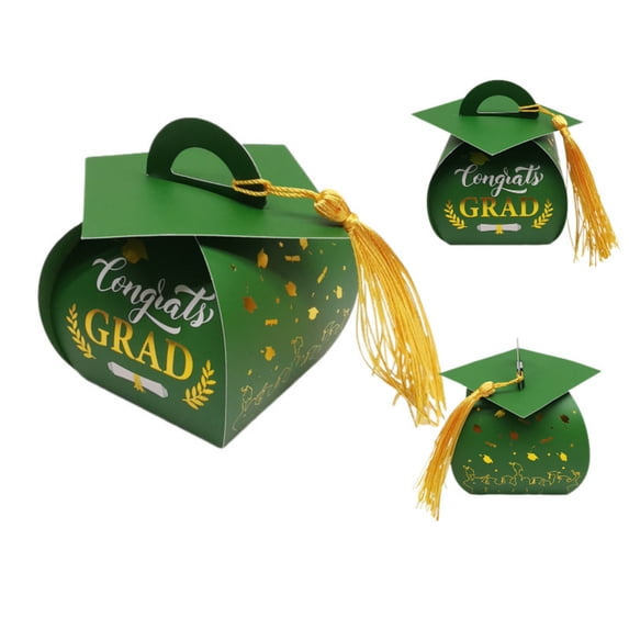 DIY Graduation Hat Gift Boxes, Set of 10 Bachelor Cap Containers for Candy or Small Gifts, Easy Assembly
