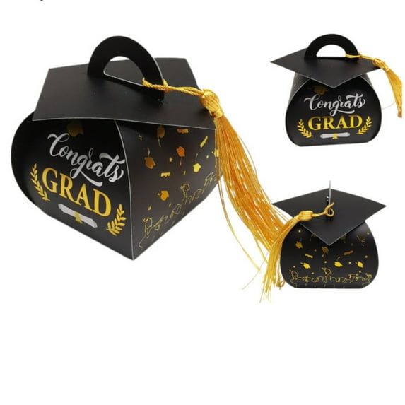 DIY Graduation Hat Gift Boxes, Set of 10 Bachelor Cap Containers for Candy or Small Gifts, Easy Assembly