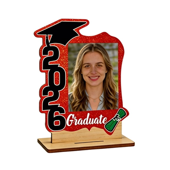 DIY Graduation Photo Frame, Class of 2026 Personalized Desktop Display Frame for Grad Party Decor Souvenirs,Red,1,6 x 8 in